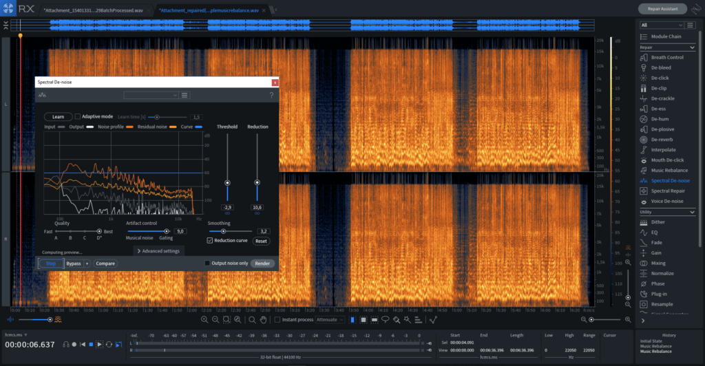 Audio Edition & Repair (RX) Services Smart DSP Techno Mastering