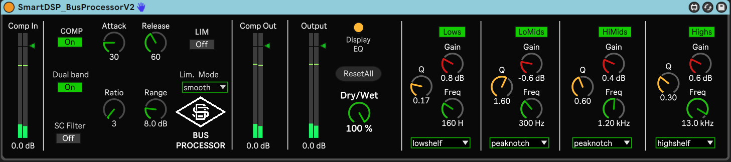 Smart DSP - Bus Processor - Max for Live Device for music production