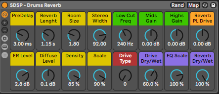 Drums Reverb effect racks presets for Ableton Live