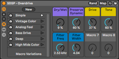 Overdrive presets for punchier and more present sound
