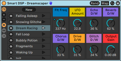 Multi-effects rack with presets for Ableton live add glitch